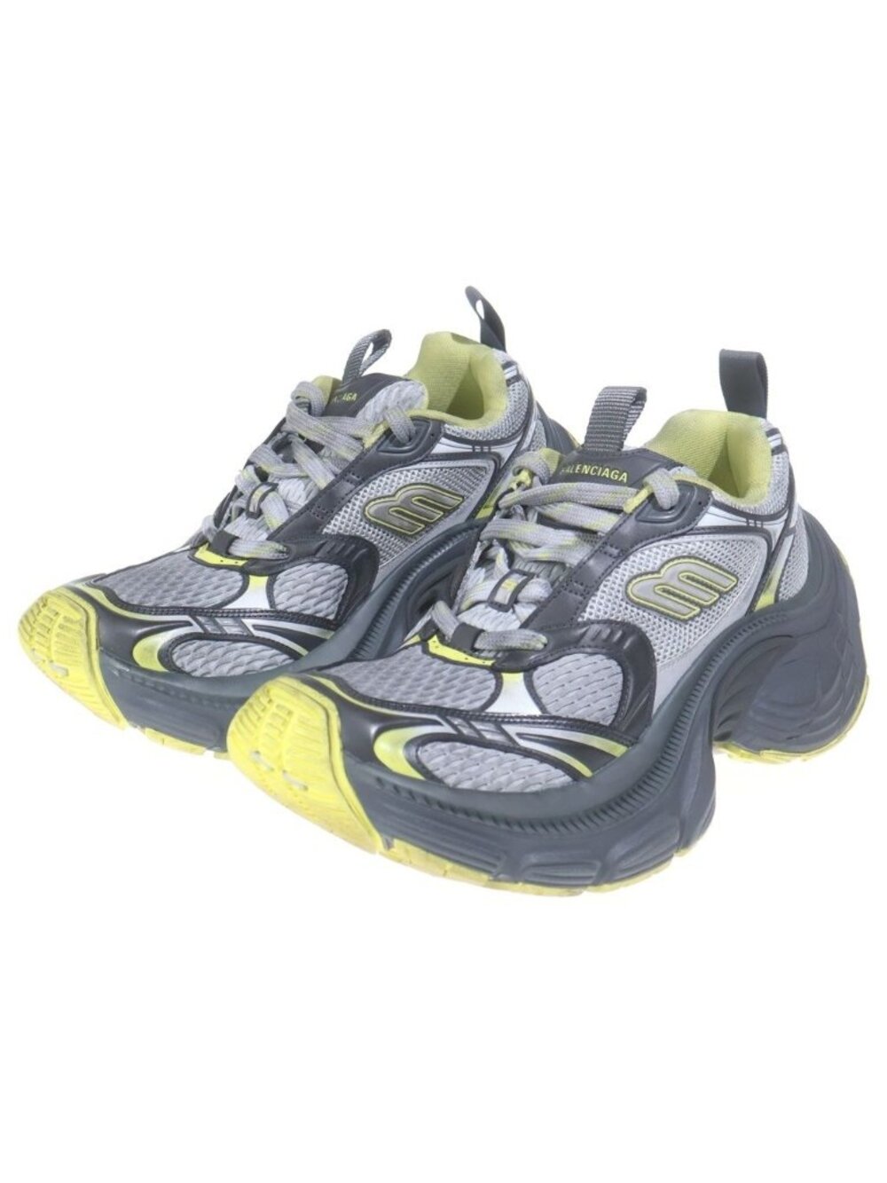 Balenciaga Sneaker Mesh Chunky Sole Low Cut Sneakers Gray Yellow - Picture 2 of 6
